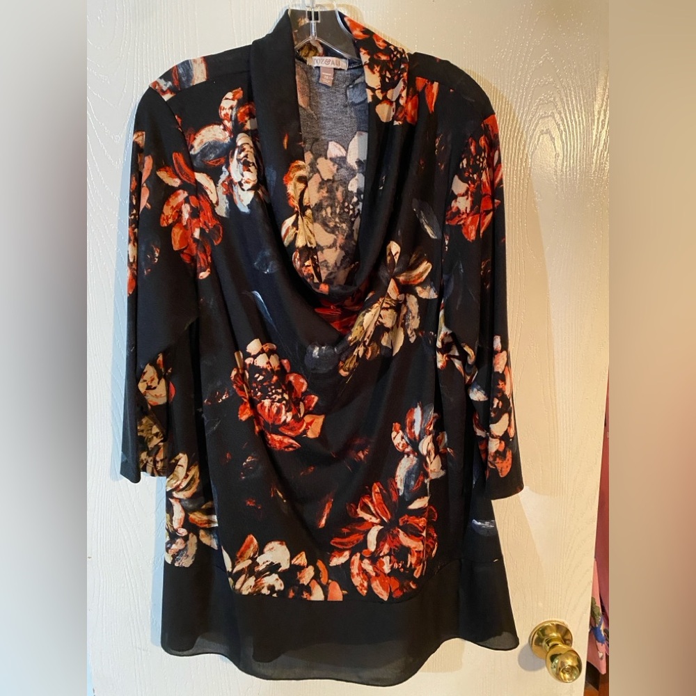 Floral Cowl Neck Lightweight Sweater